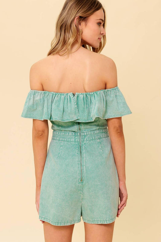 YOURS TO KEEP NAVY WOVEN ROMPER