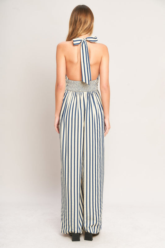NAUTICAL BREEZE STRIPE WOVEN JUMPSUIT