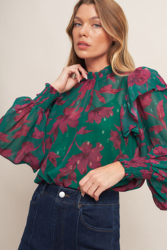 POETIC GARDEN WOVEN TOP