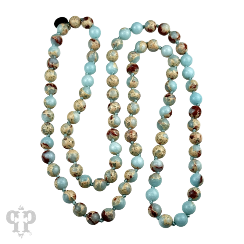 Blue mixed jasper knotted layering necklace, last call