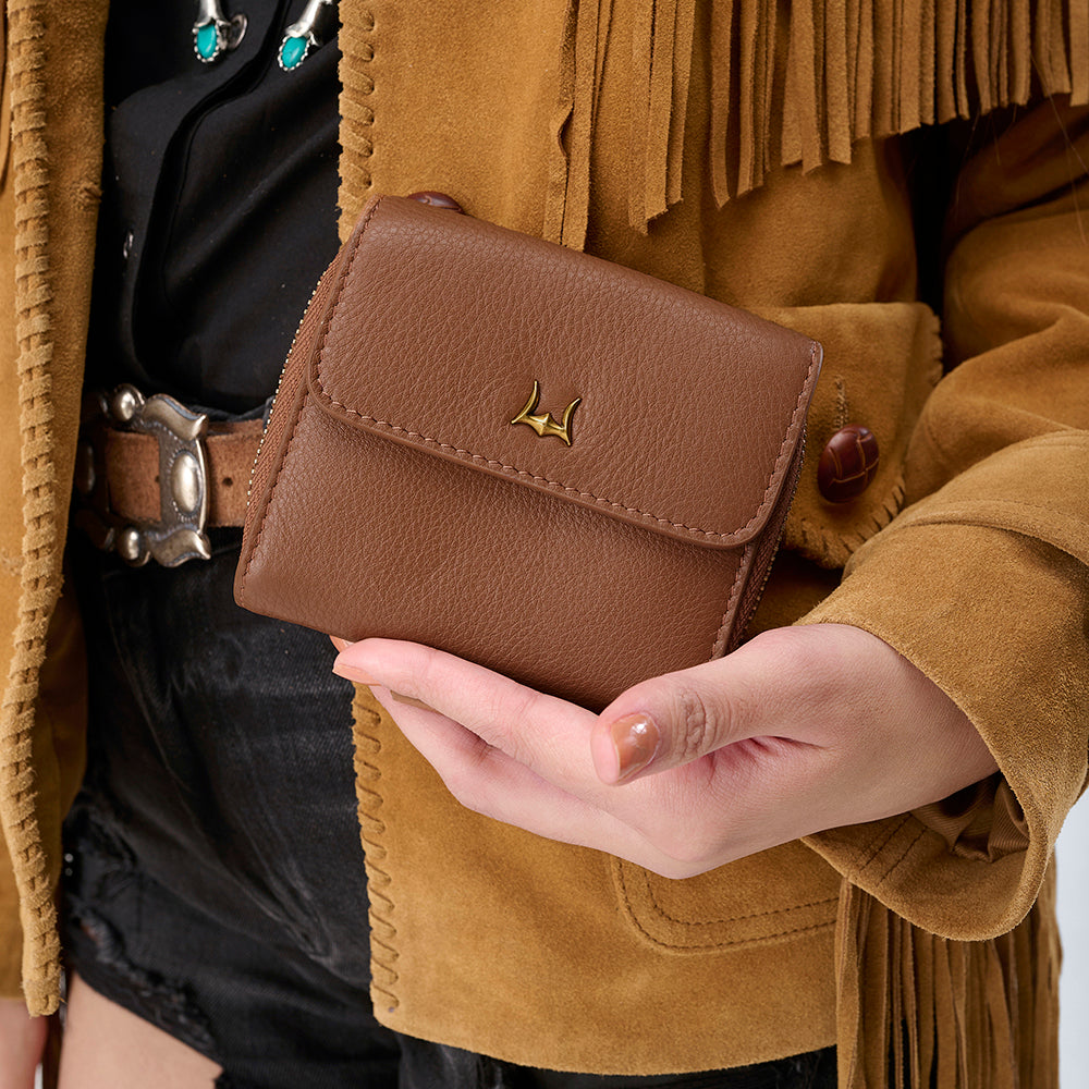 Loyal West SOPHIA CARD HOLDER IN BROWN LEATHER CALFSKIN
