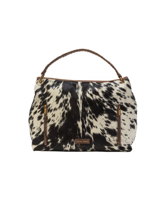 Lw Large Hobo Bag In Black & White Cowhide