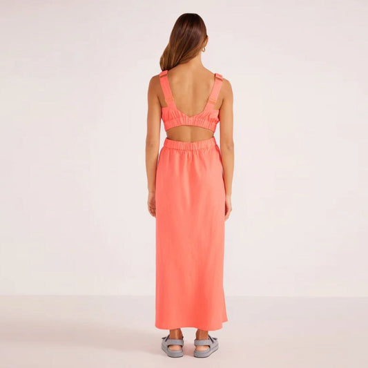Lila Linen Cut Out Midi Dress