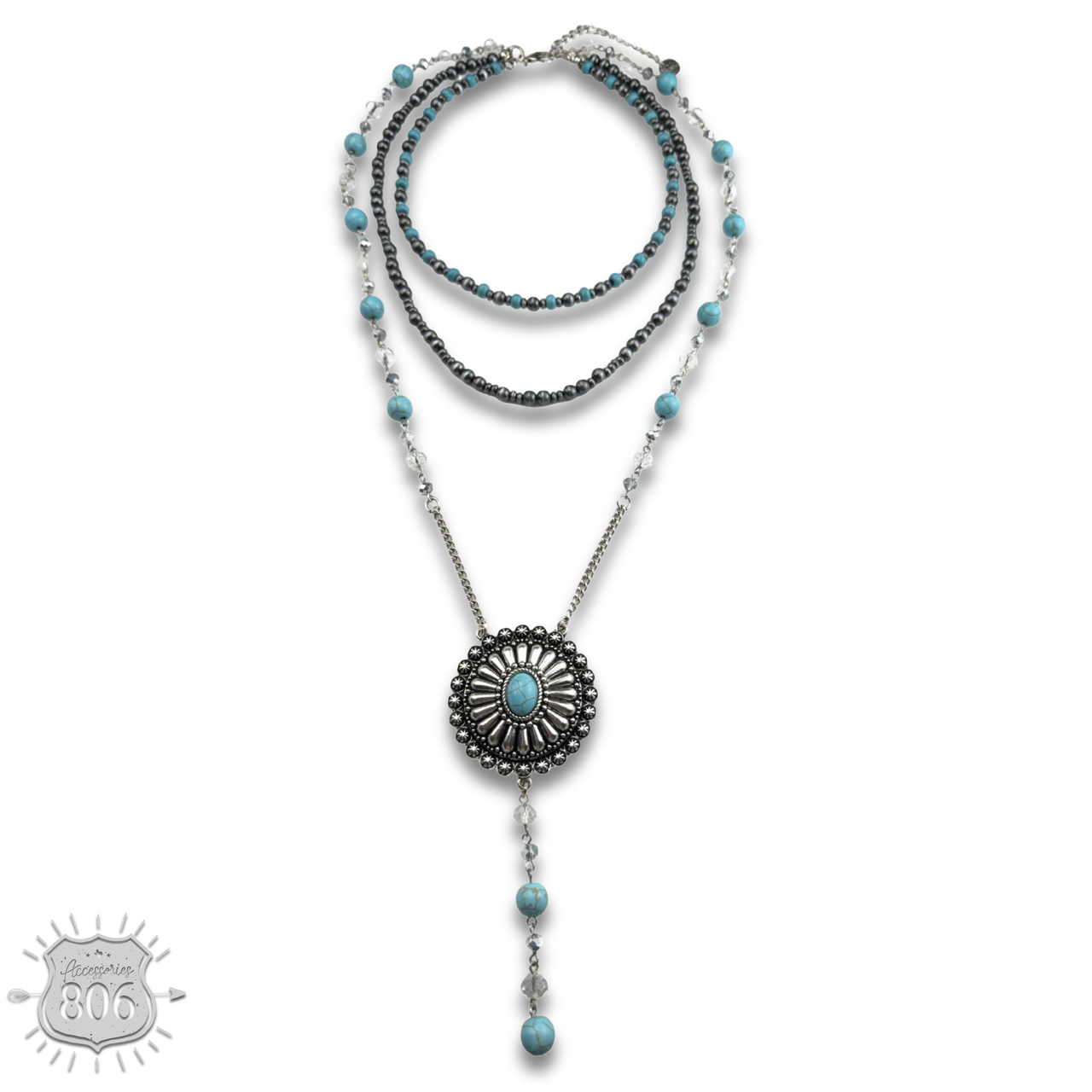 Round western concho necklace