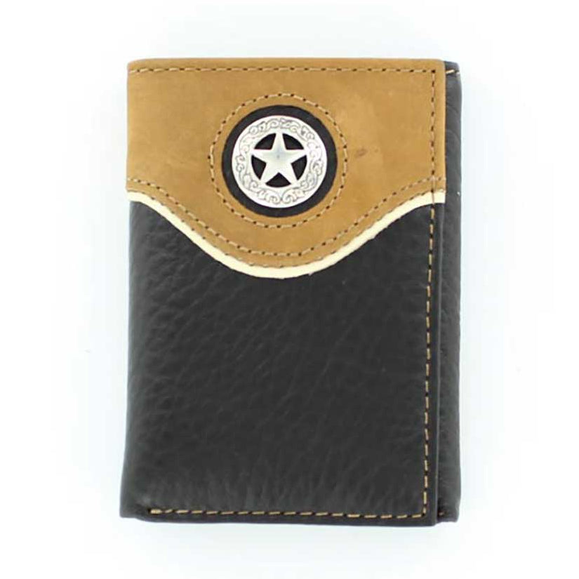 Nocona Two-Toned Star Concho - Mens Tri-Fold Wallet