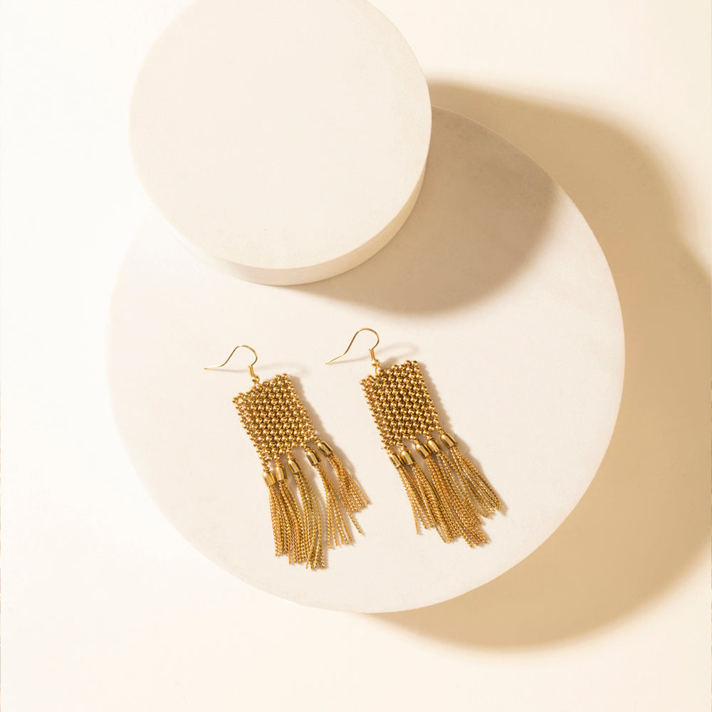 Myra Lanternlight Tassel Earrings in Chime Gold