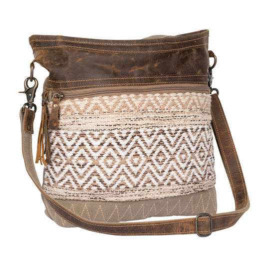 Myra Blending Taste Aztec Print Shoulder Bag for Women – Brown Suede Leather, Adjustable Strap, Rustic Daily Carry