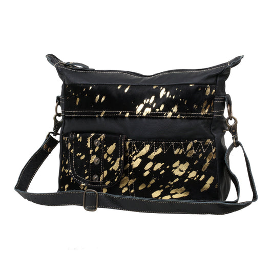 MODERN LEATHER AND HAIRON BAG