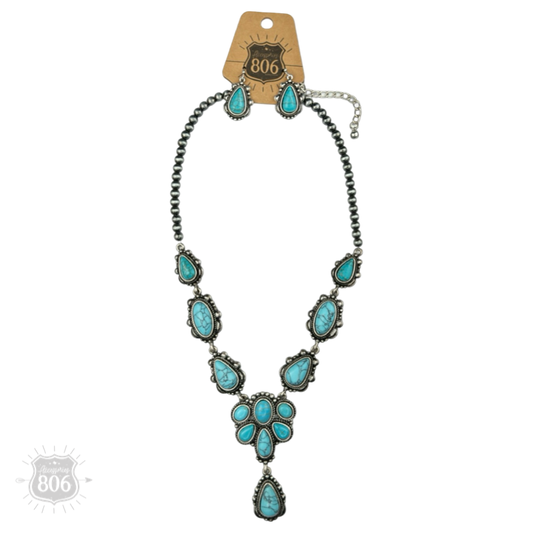 Western stone concho necklace set