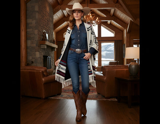 Southwest Reversible Wrap - White