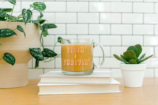 Vibin' & Thrivin' Clear Coffee Mug