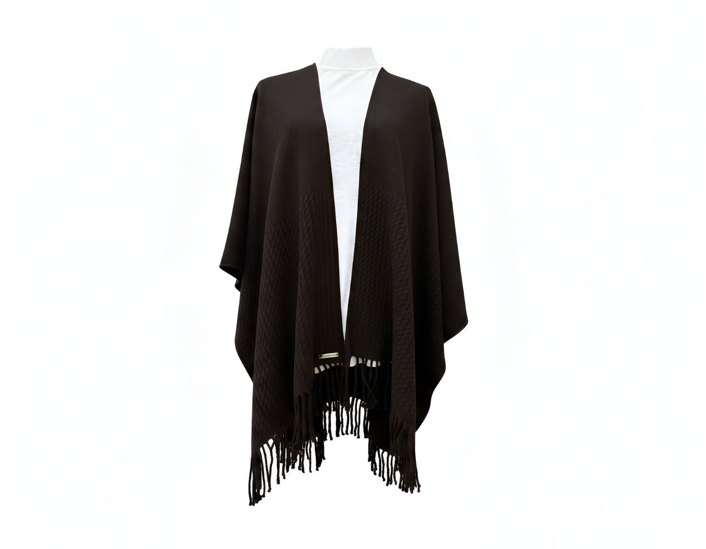 Signature Line Shawl Wrap - Black