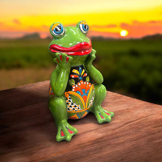 Talavera Frog Statue | Vibrant Hand-Painted Mexican Ceramic Art
