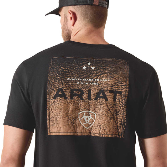 Men's Ariat Short Sleeve Shirt, Leather Patch Western Tee