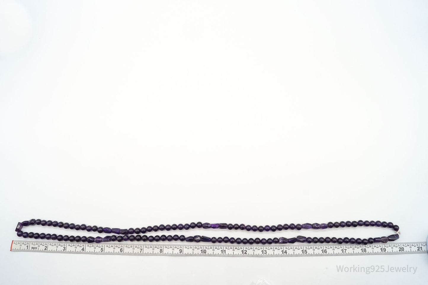 Vintage Desert Rose Trading Amethyst Bead Sterling Silver Necklace 40"
