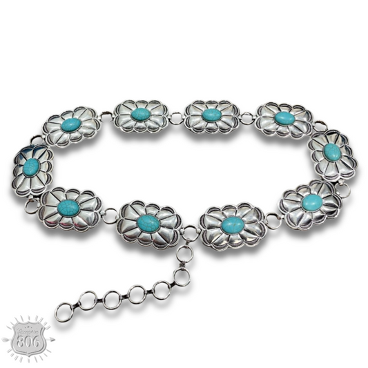 Western scalloped rectangle concho belt - LC