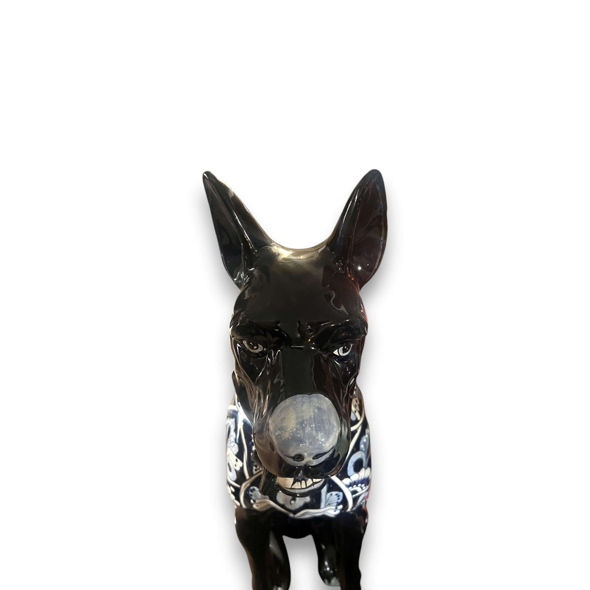 Blue & White Talavera Dog Statue | Handmade Ceramic Art
