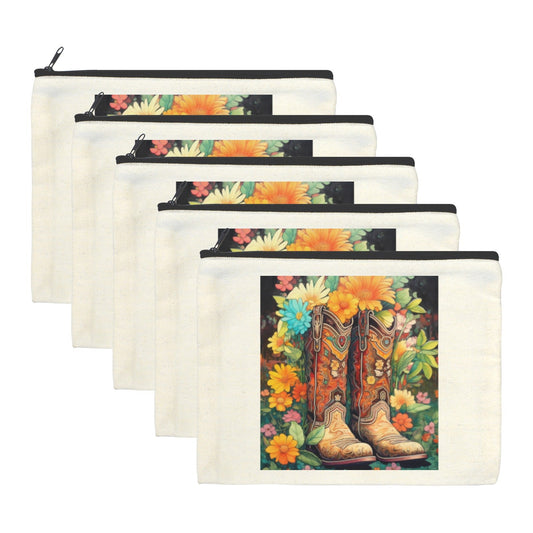 Floral Cowboy Boots Cosmetic Bag Pack of 5 Made in America