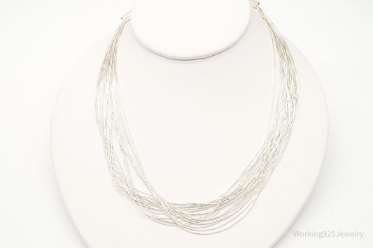 Vintage Native American Sterling Silver Bead Necklace