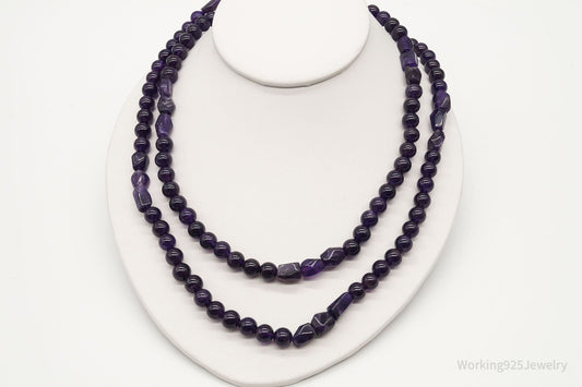 Vintage Desert Rose Trading Amethyst Bead Sterling Silver Necklace 40"