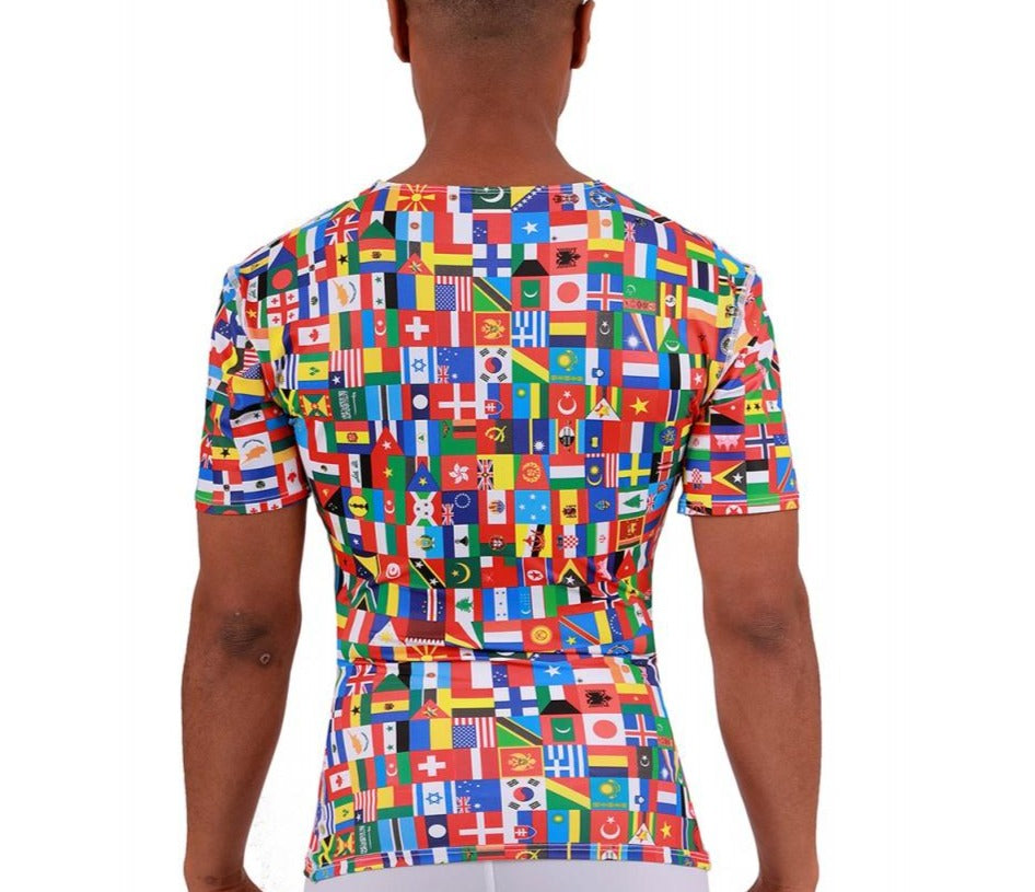 Insta Slim I.S.Pro USA Big & Tall Flags Activewear Short Sleeve V-Neck - 5VAT001BT