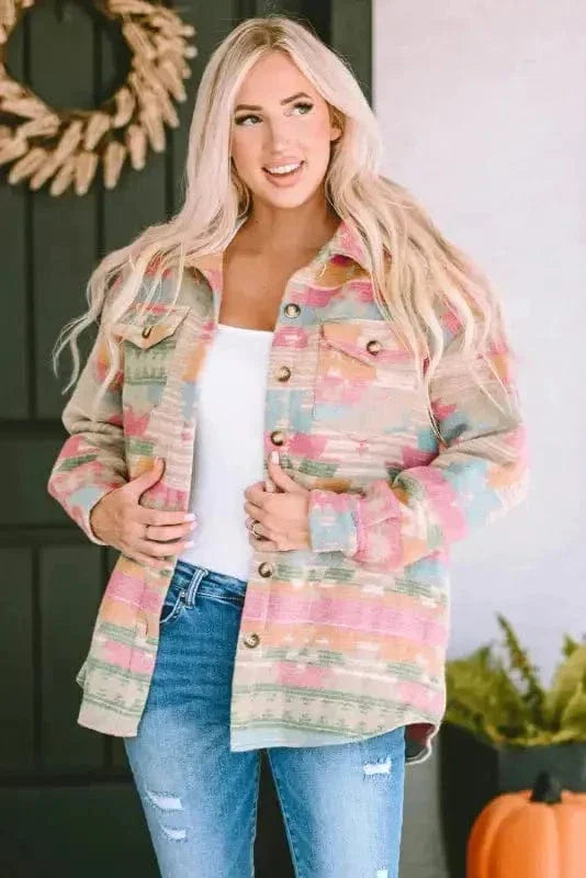 Aztec Print Western Style Shacket