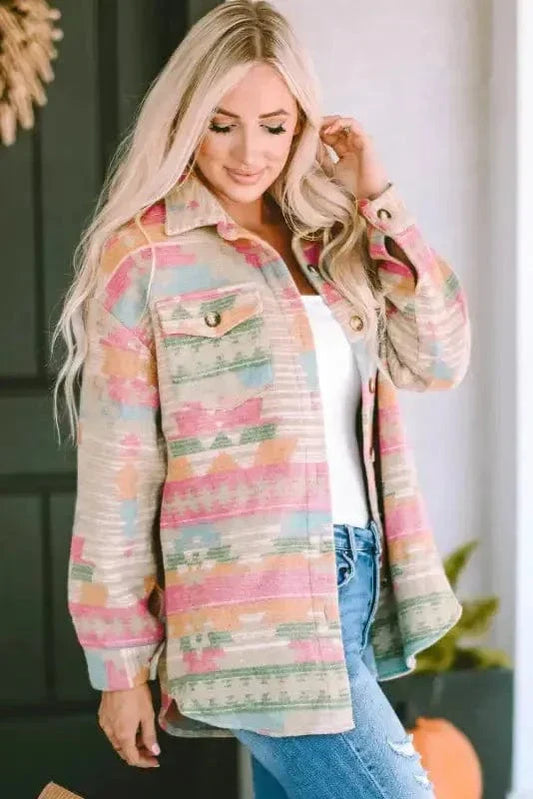 Aztec Print Western Style Shacket