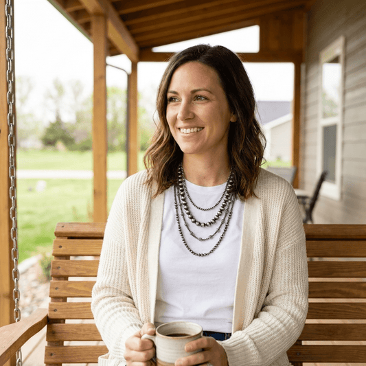 Faux Sterling Pearl Layered Necklace Set — 4-Piece Burnished Silver Western Layering Set (16" / 18" / 20" / 22")