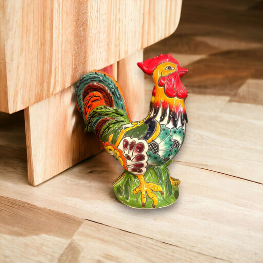 Talavera Rooster Statue | Colorful Handmade Mexican Farmhouse Decor
