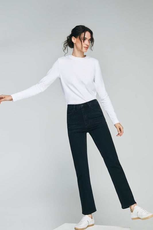 Two Shots High Rise Straight Crop Jeans HJ013