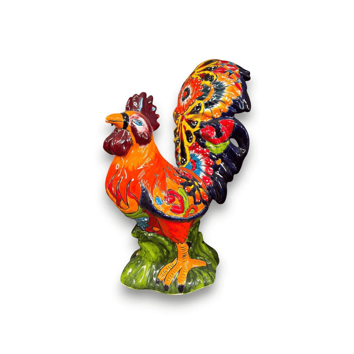 Large Talavera Rooster Statue | Hand-Painted Ceramic Decor