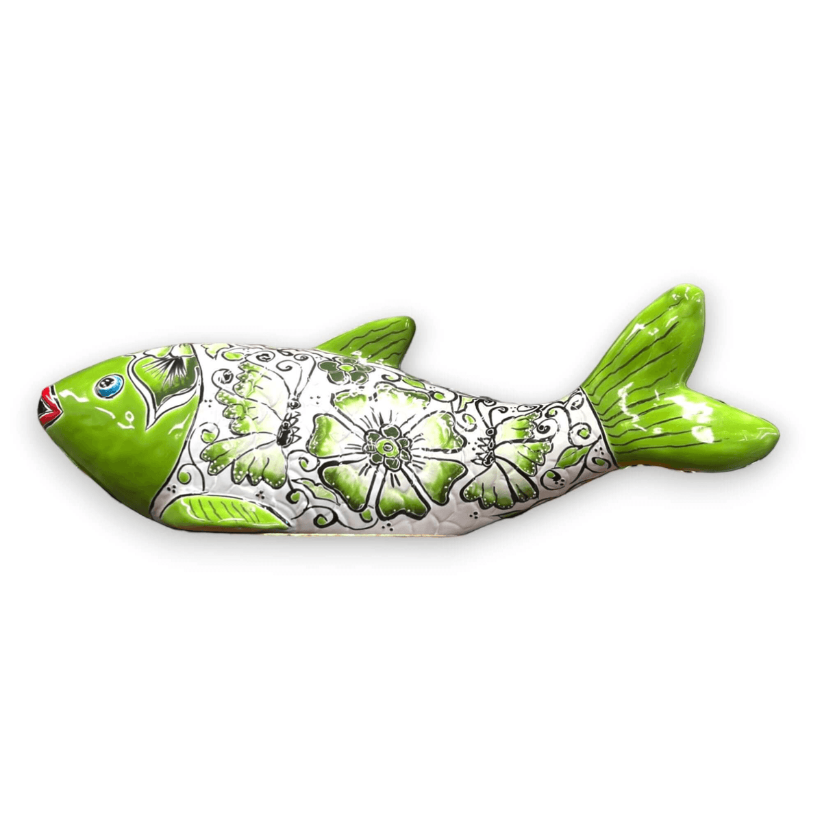Large Handmade Talavera Fish Statue | Colorful Cultural Art