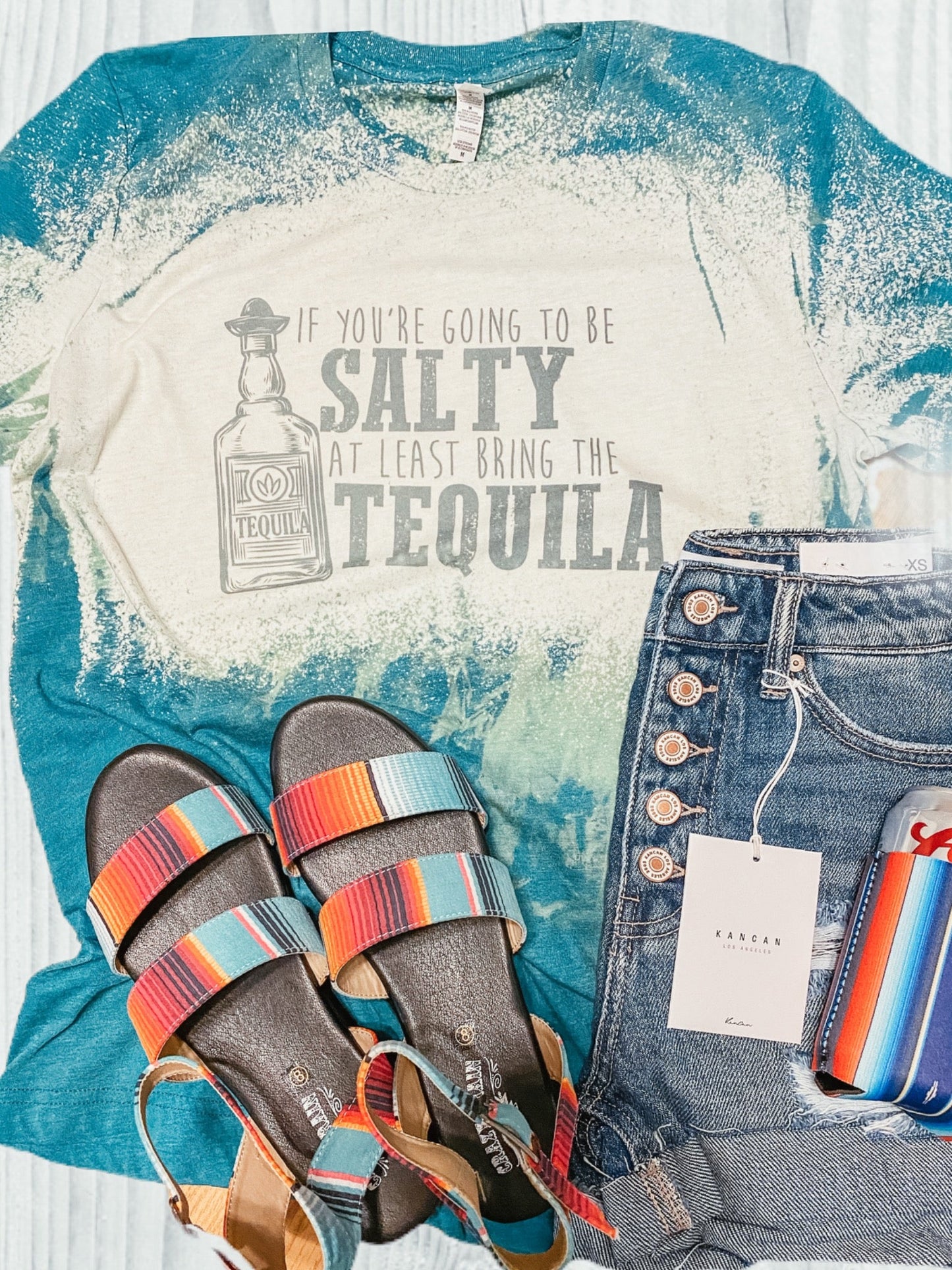 Bella + Canvas Bleached Bring The Tequila Teal Triblend Shirt