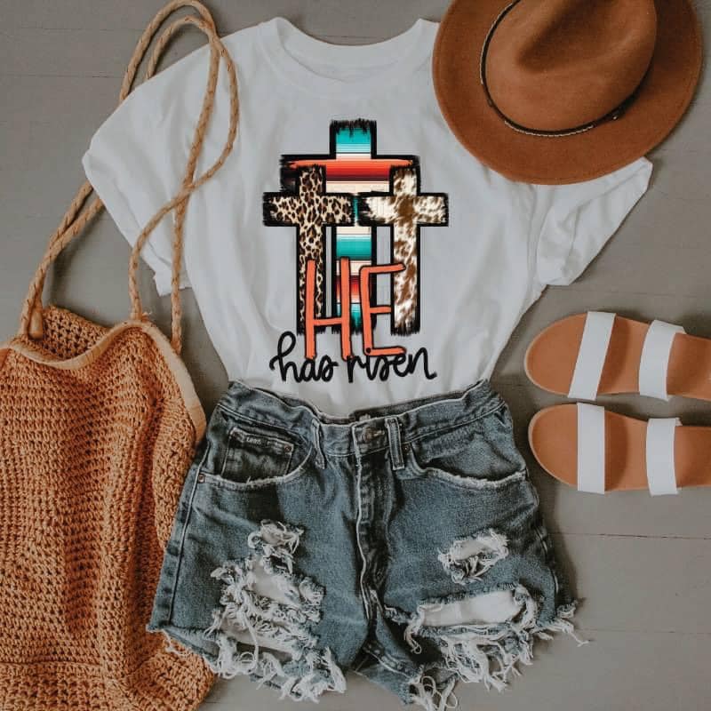 He Has Risen Cross Shirt β Graphic Tee, Long Sleeve & Crewneck