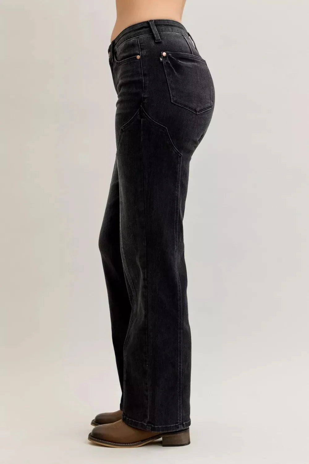 Judy Blue Mid Rise Straight Western Seam Detail Jeans
