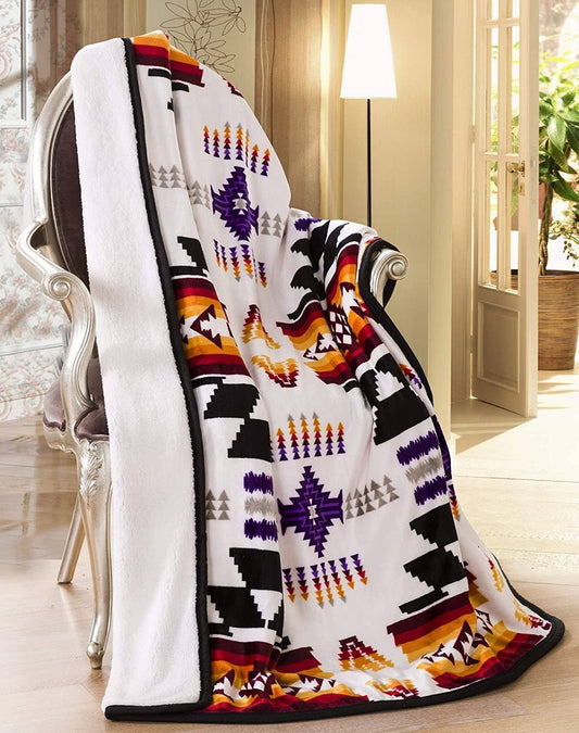 Lakota Skys Southwestern Plush Sherpa Throw Blanket — 50" × 60"