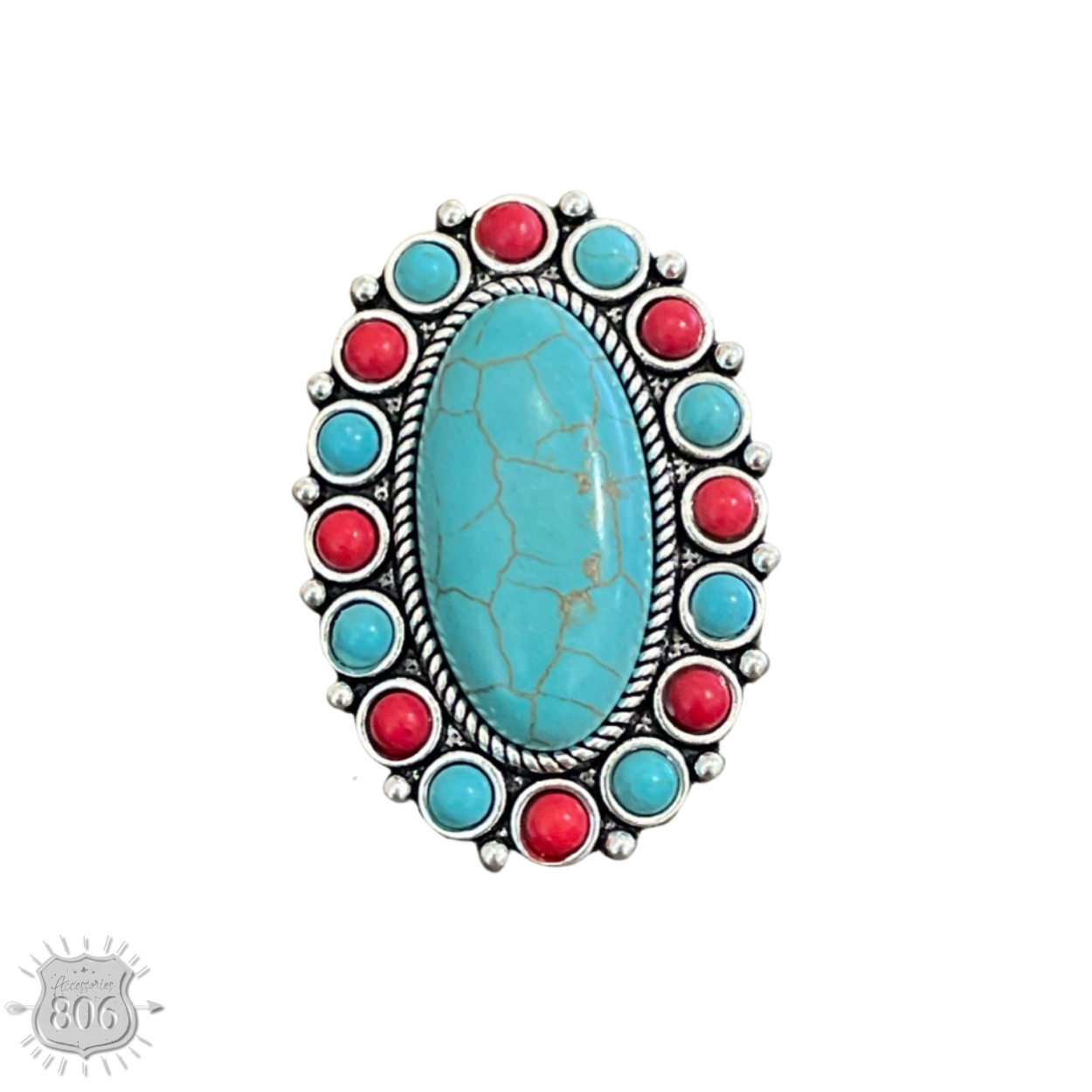 Two tone oval stone ring