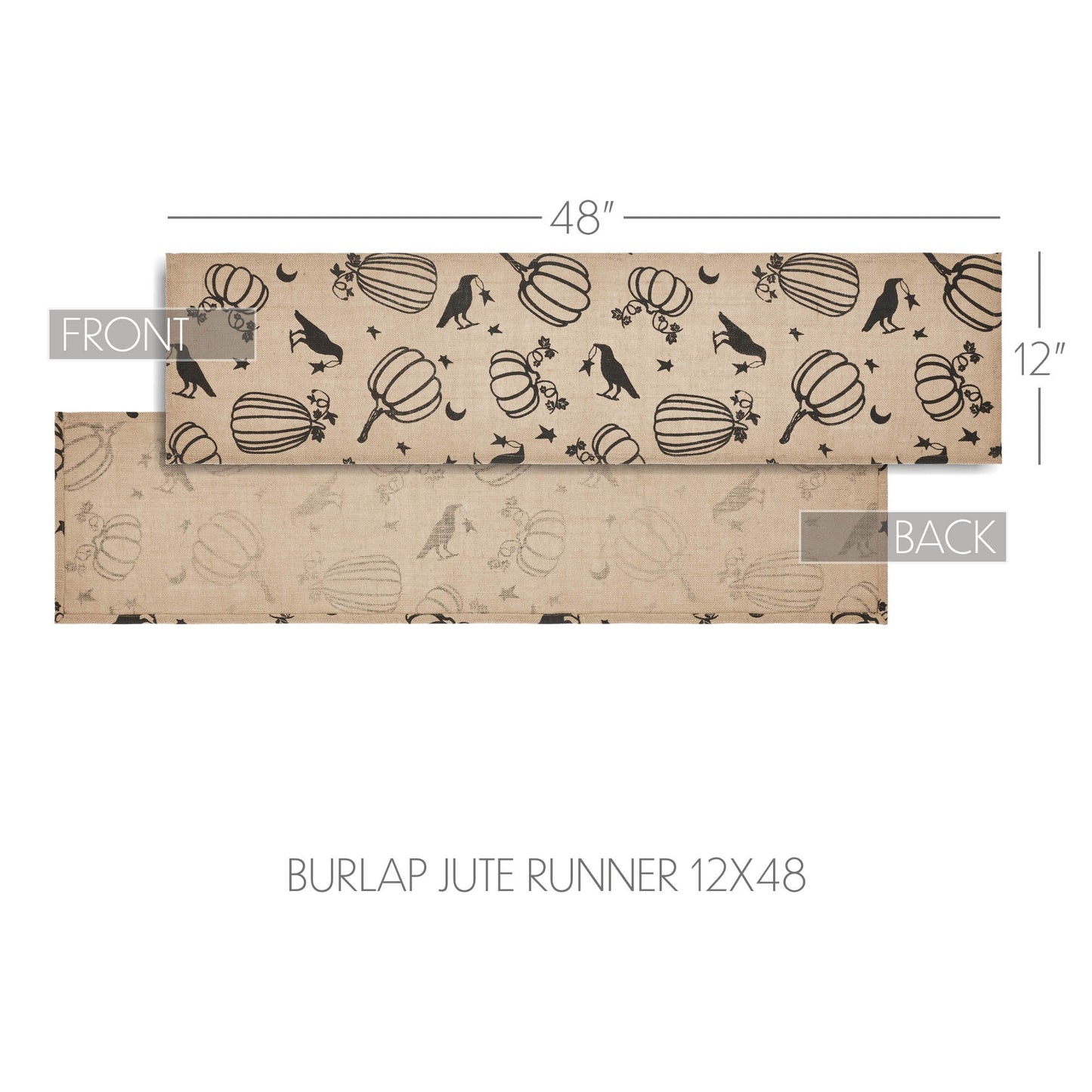Raven & Pumpkin Gothic Halloween Table Runner