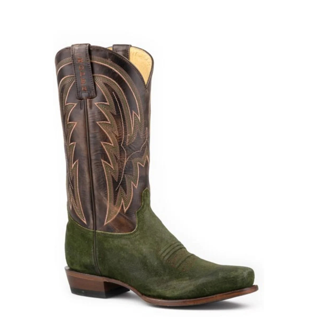 Roper Drover (Green) - Men's Suede Cowboy Boots
