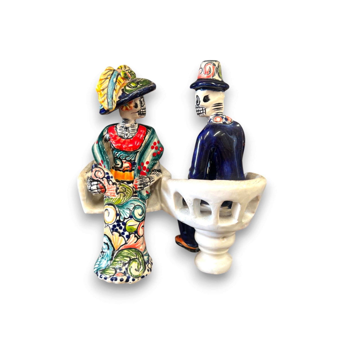 Talavera Day of the Dead Figurines | Mexican Chair Statues
