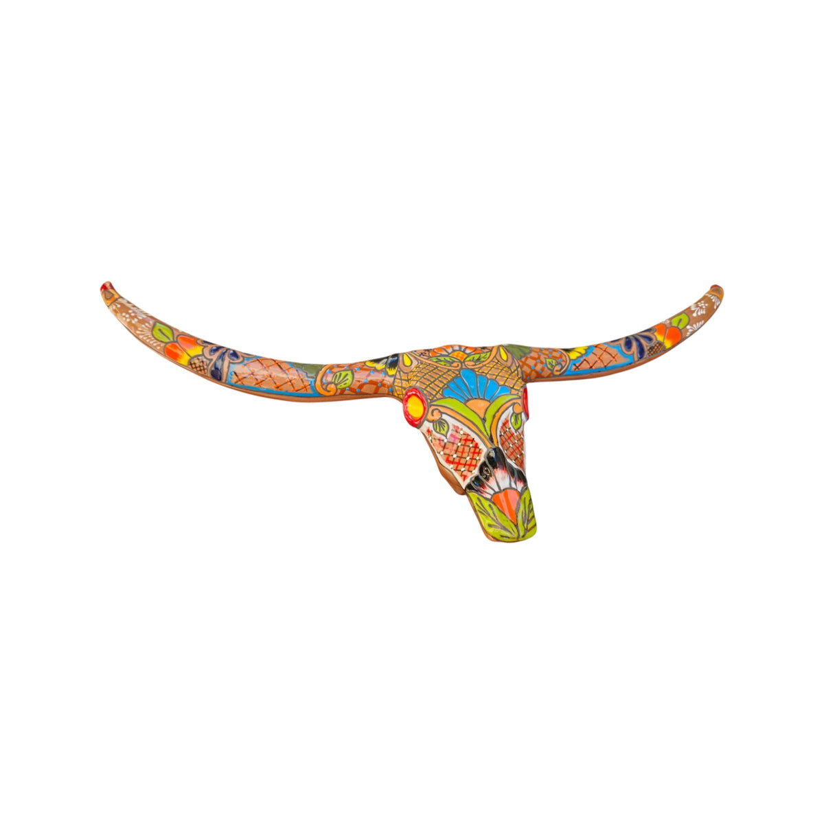 Talavera Longhorn Skull | Handmade Mexican Bull Wall Art