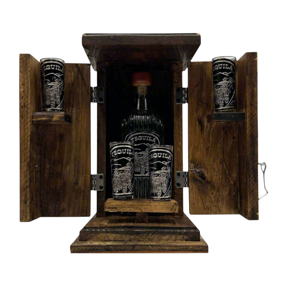 Handmade Shot Glass & Decanter Set | Mexican Rustic Wood Box