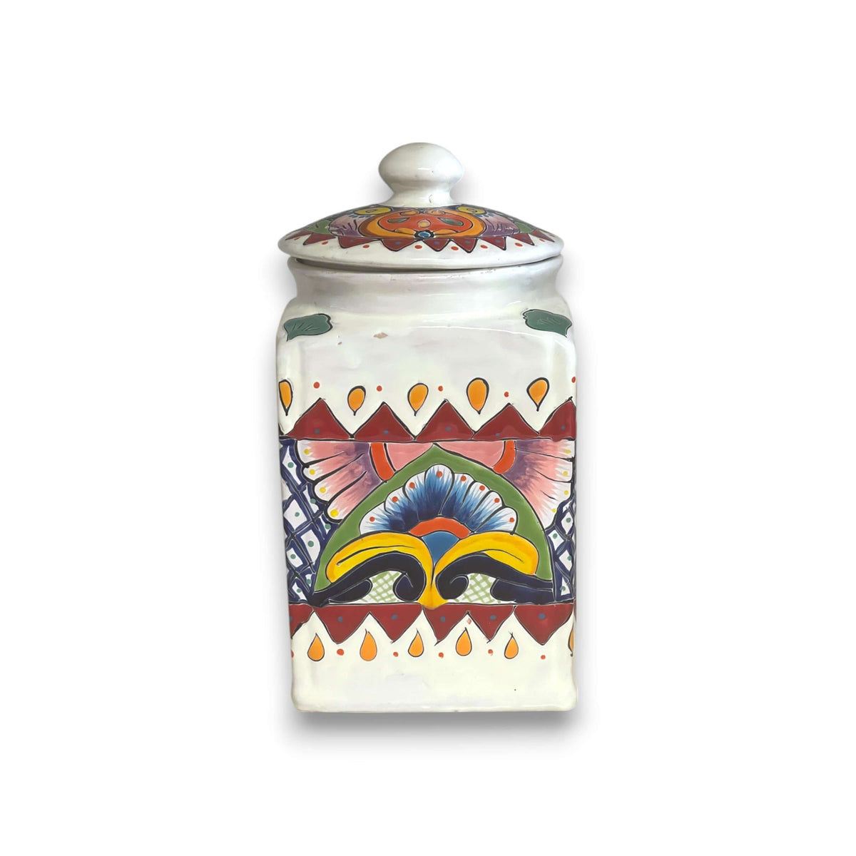 White Talavera Canister Set | Hand-Painted Mexican Kitchen Decor