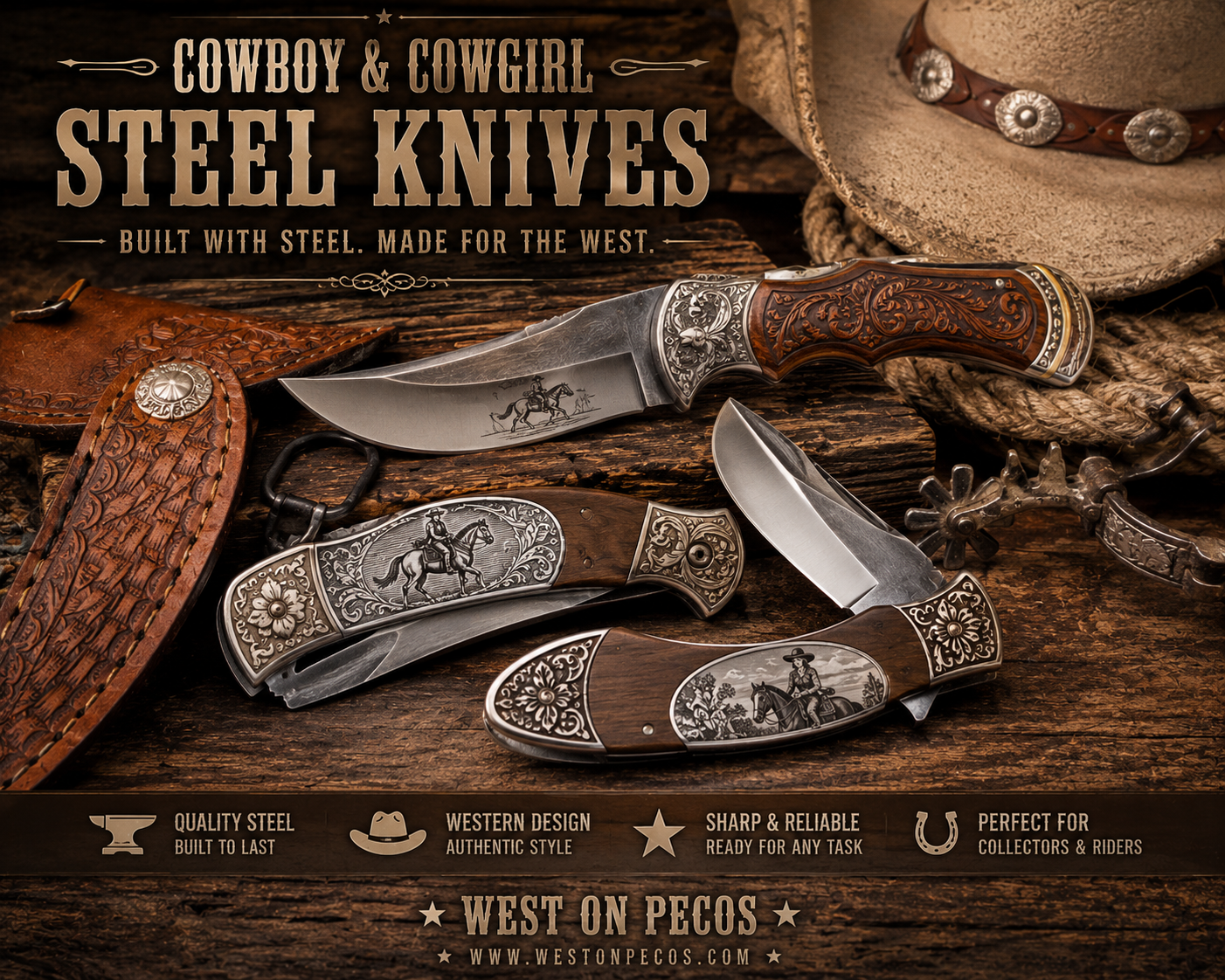 Cowboy & Cowgirl Steel Knives