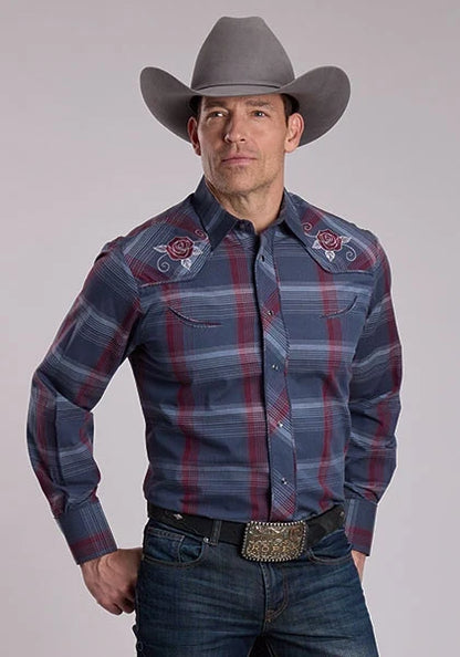 Roper 3114 Plaid (Grey/Wine) - Men's Western Shirt
