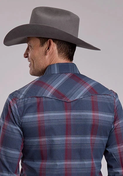Roper 3114 Plaid (Grey/Wine) - Men's Western Shirt