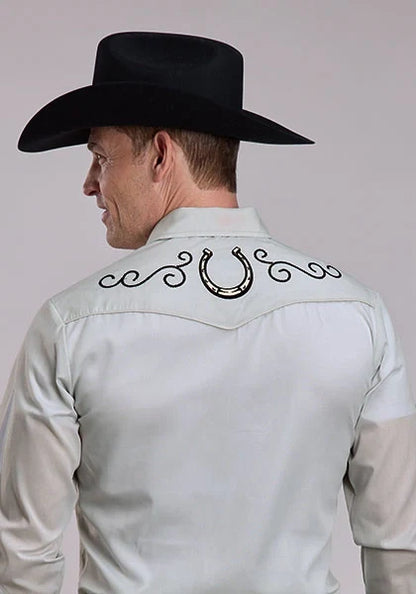 Roper 3268 Solid Broadcloth (Soft Grey) - Men's Western Shirt