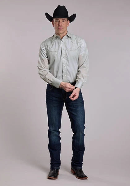 Roper 3268 Solid Broadcloth (Soft Grey) - Men's Western Shirt