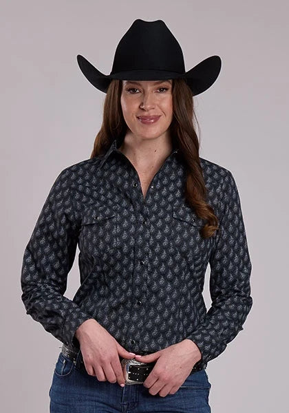 Roper 3270 Paisley (Black/Grey) - Women's Western Shirt