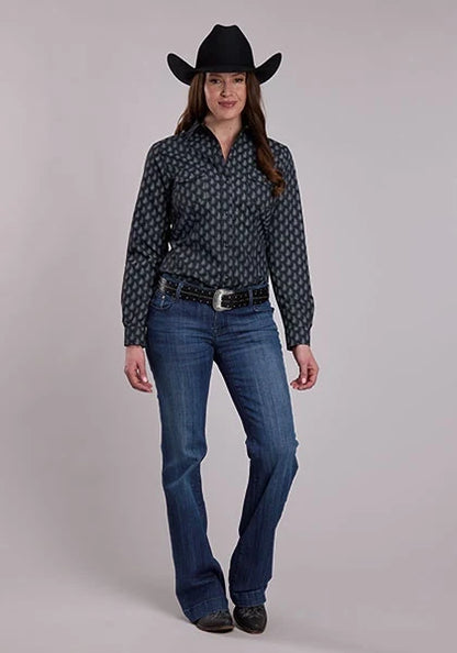 Roper 3270 Paisley (Black/Grey) - Women's Western Shirt
